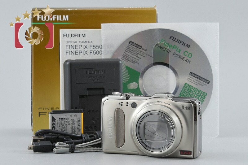 【中古】FUJIFILM 富士フイルム FINEPIX F550EXR 三鞭酒ゴールド コンパクトデジタルカメラ 元箱付き添い人