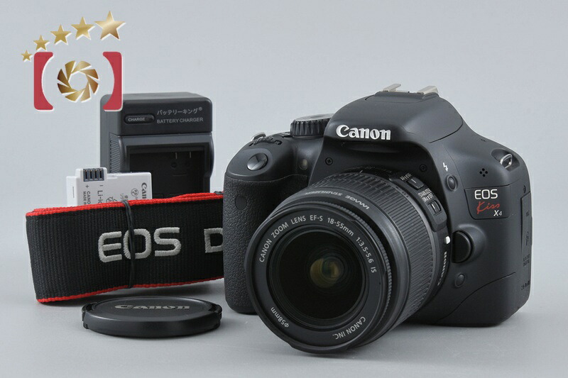 【中古】Canon キヤノン EOS Kiss X4 EF-S 18-55 IS 水晶体一揃いの道具 シャッター発生率少ない
