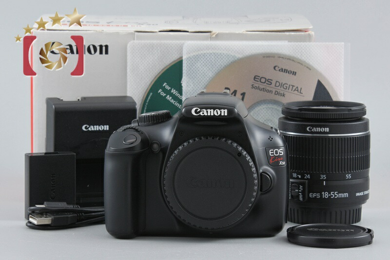 【中古】Canon キヤノン EOS Kiss X50 18-55 水晶体一揃いの道具 黒いこと シャッター発生率少ない 元箱付き添い人