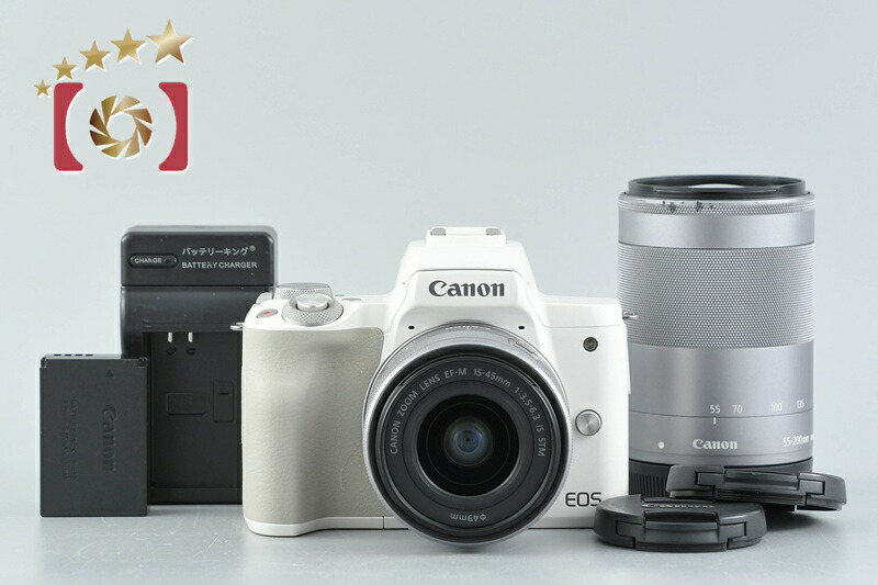 【中古】Canon キヤノン EOS Kiss M ダブルズームキット 白いこと
