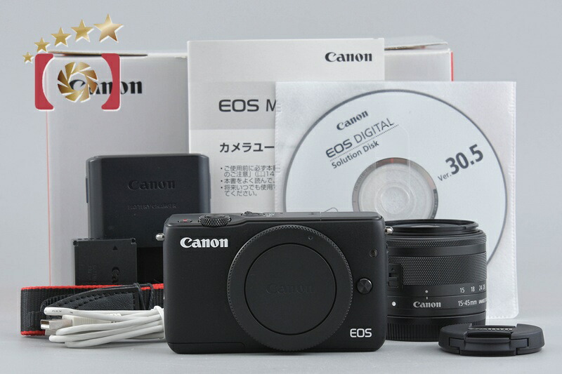 【中古】Canon キヤノン EOS M10 EF-M 15-45 IS STM 水晶体一揃いの道具 黒いこと 元箱付き添い人