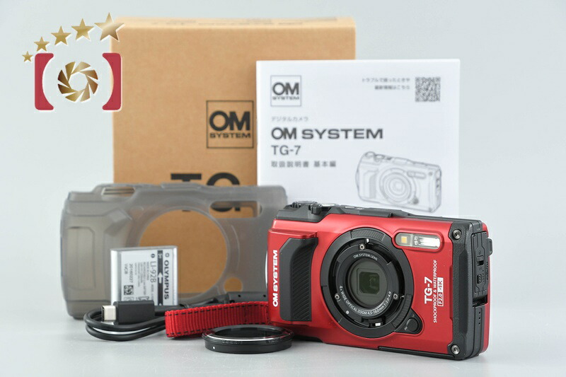 【中古】OM SYSTEM (OLYMPUS) オーエム 取り合わせ TOUGH TG-7 赤いこと コンパクトデジタルカメラ シャッター出現率少ない 元箱付き添い人
