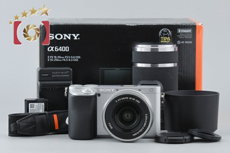 【中古】SONY ソニー α6400 ILCE-6400 しろがね色 ダブルズームレンズキット シャッター出現率少ない 元箱付き添い人