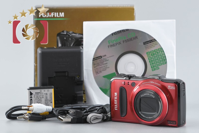【中古】FUJIFILM 富士フイルム FINEPIX F550EXR レッド コンパクトデジタルカメラ 元箱付き|ファイブスターカメラ