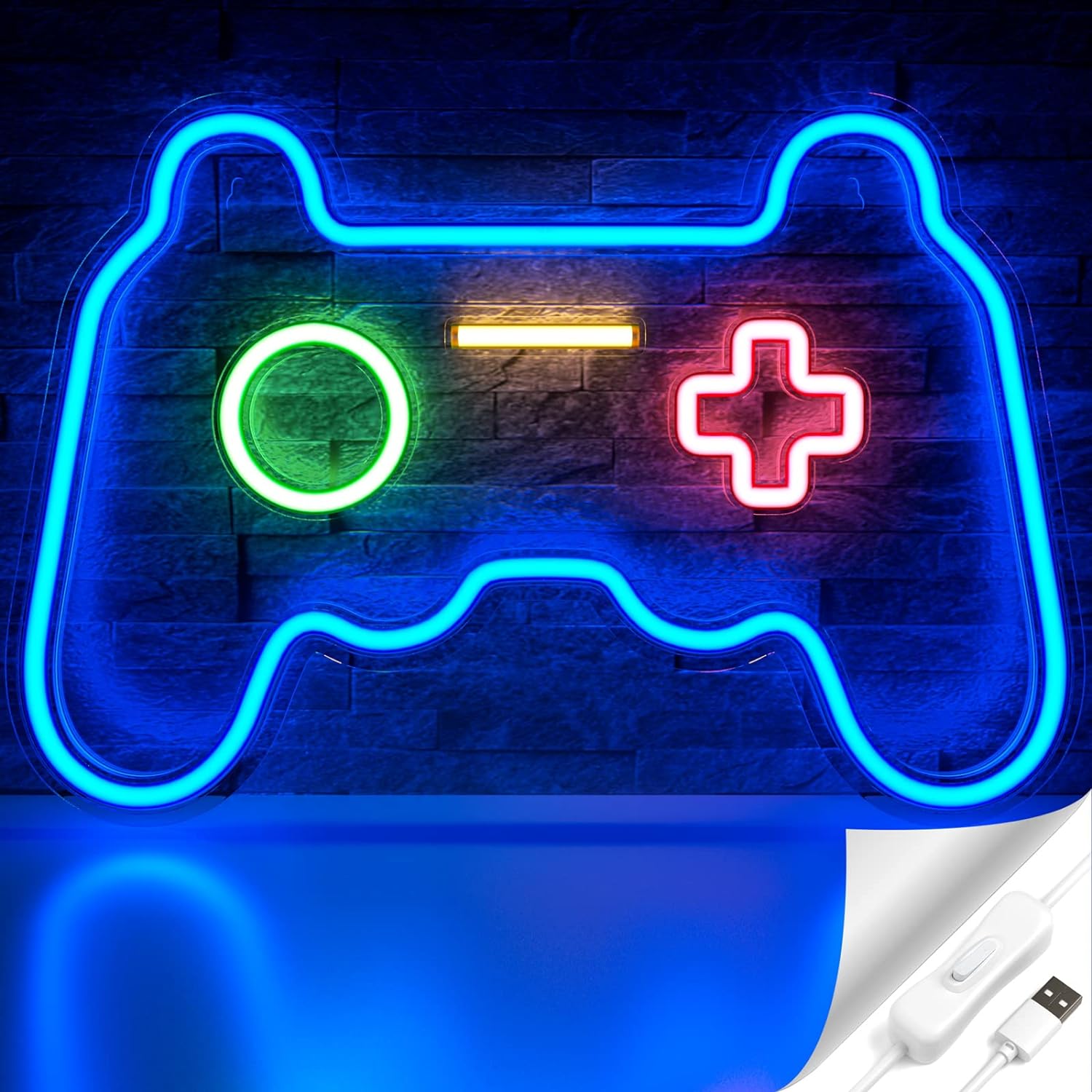 LED ネオンライトゲーミングライト (16”x 11”) サインアクリルボード playstationライト 寝室 部屋 壁掛け 装飾ホーム 飾りライト ネオンサイン ギフト 父の日
