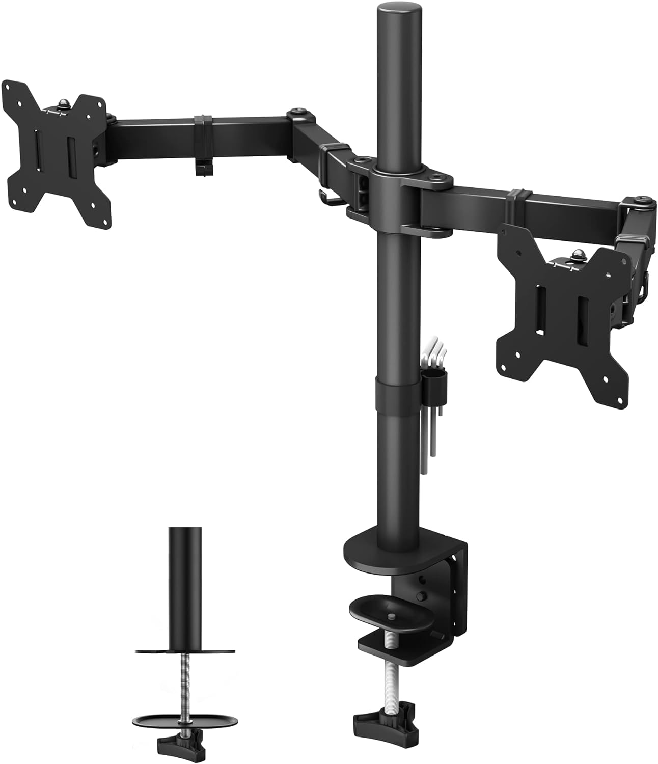 【PT10倍+10%OFFクーポン】モニターアーム デュアル 液晶ディスプレイデスクマウント 2画面 13～30インチ対応 耐荷重各アーム8kg 液晶モニタースタンド グロメット式＆クランプ式 VESA75*75/100*100 多角度調節 ケーブル収納 父の日