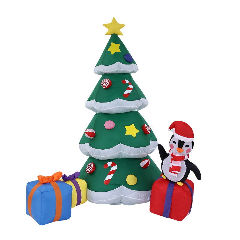 クリスマス インフレータブル, 180cm ホリデーパーティー 用 膨張式, 大型 クリスマス インフレータブル ツリー サンタ付き 屋内 ガーデン パティオ ホーム ポーチ ヤード 用
