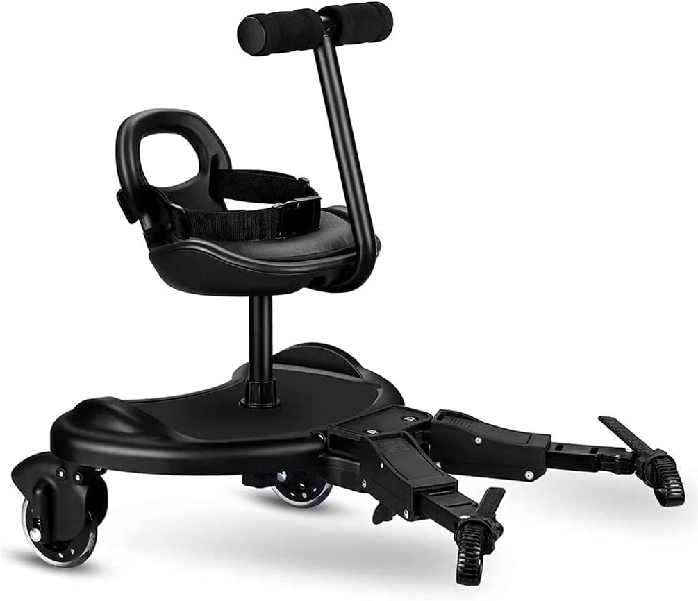 ベビーカー ステップ ボード 背もたれ サドル付き ふたり乗りボード 取り外し可 耐荷重25kg 子供用 二人乗り 補助ペダル 立ち板 座席 ベビーカーパーツ アダプター 取り外し可能 2～6歳の子供に適用