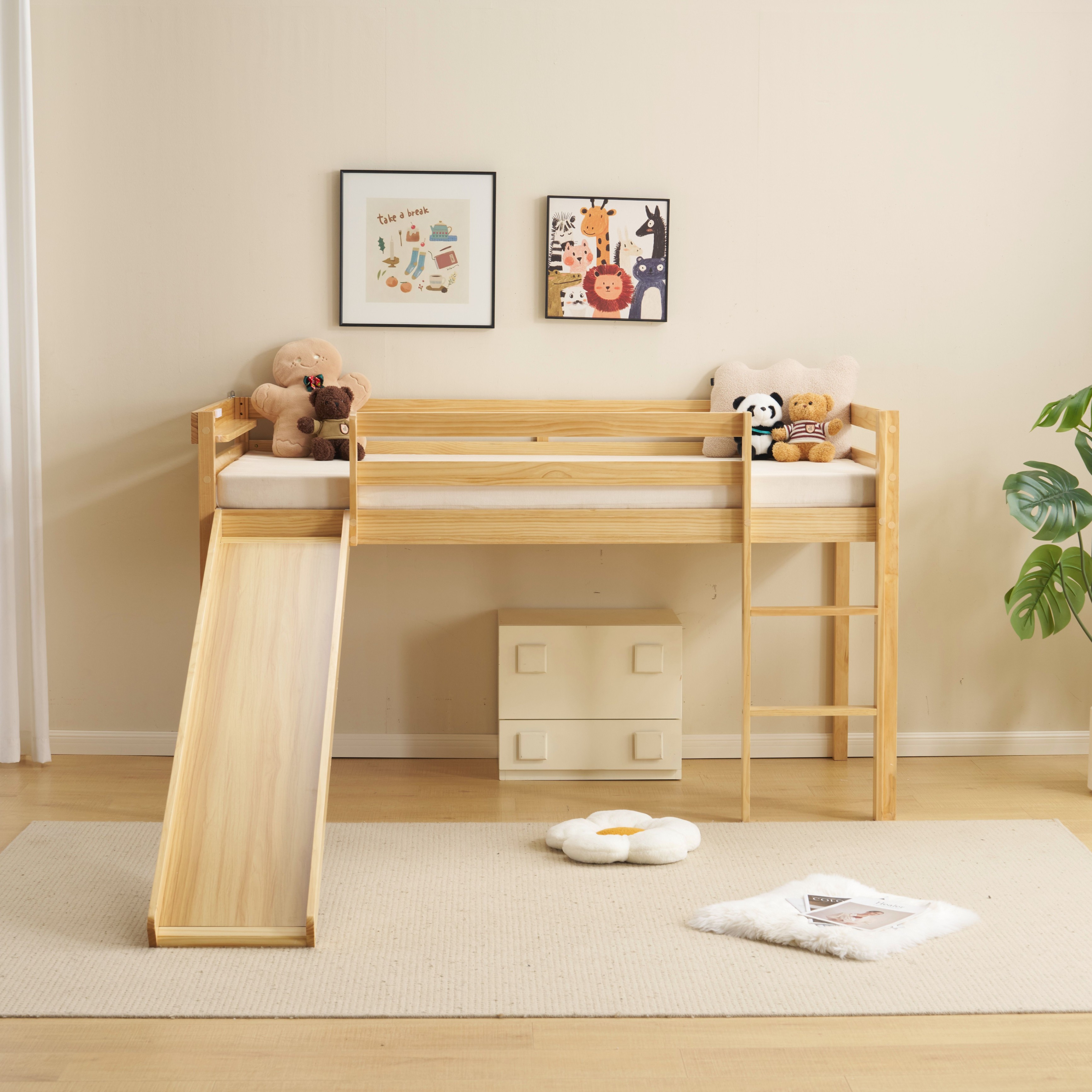 楽天市場】ロフトベッド 頑丈 ロータイプ 階段付き 天然木