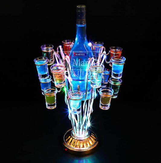 テキーラご覧になる車 LED ワイングラスホルダー ブドウ酒仕合わせ ワインボトルホルダー ワイングラスラック カクテル高閣 テキーラ 船 三鞭酒 高閣 コカボムタワー ブドウ酒納める仕合わせ ブドウ酒冷房装置に適しています、赤ちょうちん、KTV、キャバレー