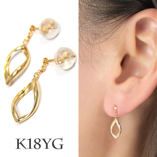 楽天市場】螺旋デザイン フック ピアス K18YG 18k 18金 イエロー