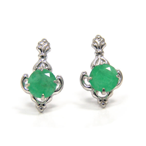 K10WGエメラルドピアス 楽天市場】シンセチック エメラルド ピアス K10WG 【プレゼント