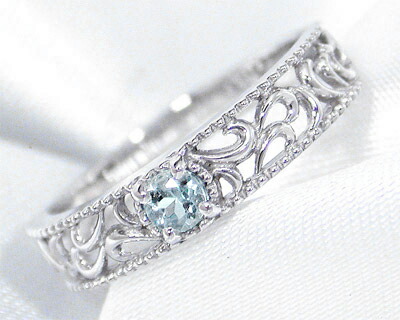 楽天市場】アクアマリン リング フラワー K10WG 【プレゼント ギフト