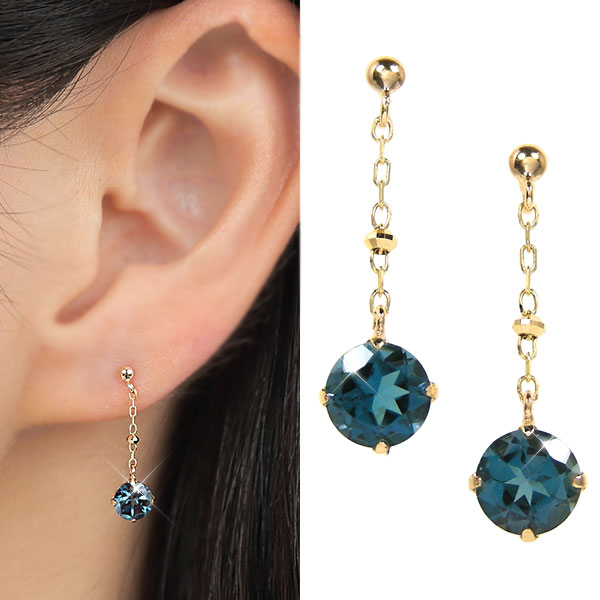 楽天市場】ロンドン ブルートパーズ ブルートパーズ ピアス K10WG 10金