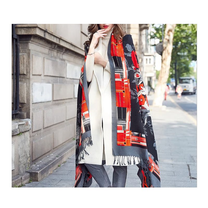 期間限定送料無料 楽天市場 ストール 花柄ウール大判ストール レディース 秋 冬 秋冬 春 ショール スカーフ 防寒対策 ひざ掛け プレゼント ブラック レッド 赤 大判 大判ストール おしゃれ Uvケア 母の日 敬老の日 ストール専門 Fjg 人気ブランド