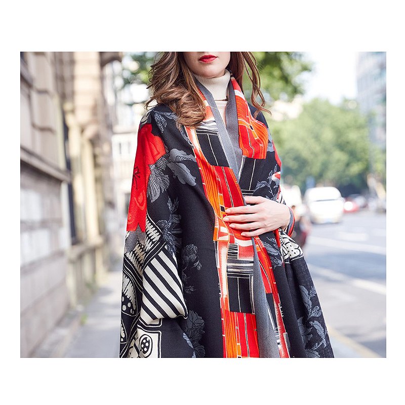 期間限定送料無料 楽天市場 ストール 花柄ウール大判ストール レディース 秋 冬 秋冬 春 ショール スカーフ 防寒対策 ひざ掛け プレゼント ブラック レッド 赤 大判 大判ストール おしゃれ Uvケア 母の日 敬老の日 ストール専門 Fjg 人気ブランド