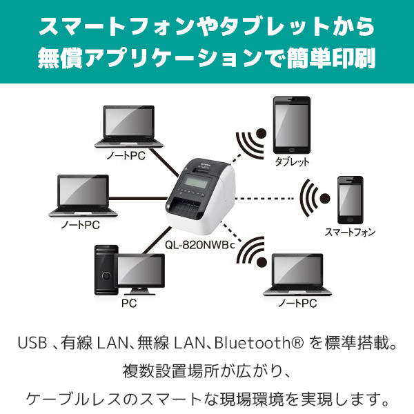 送関込 ブラザー brother ラベルプリンター 有線・ QL-820NWBc - 通販