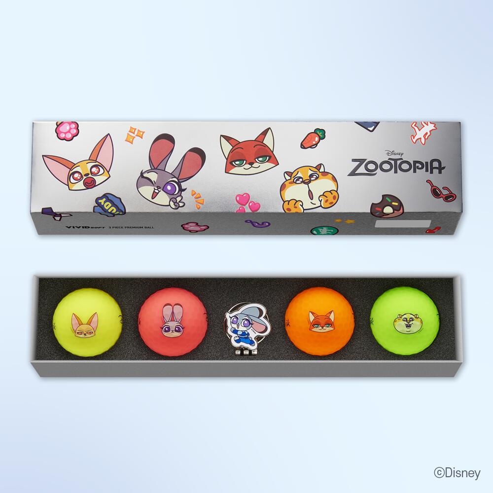 【正規代理店】ディズニーのコラボゴルフカラーボール4個とマーカーのセット Volvik ZOOTOPIA 4BALL PACK VIVID SOFT画像