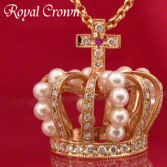 【楽天市場】【ダイヤモンドネックレス】K18 ダイヤモンド パール☆ルビー クラウン ネックレス『Royal Crown』【FLAGS