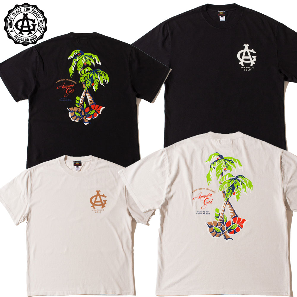 【Acapulco Gold/アカプルコゴールド】Tシャツ 半袖 オーバーサイズ/PALM TREES TEE AG SM25-09｜7.1oz コットン トロピカル ストリート スケーター メンズ レディース ファッション