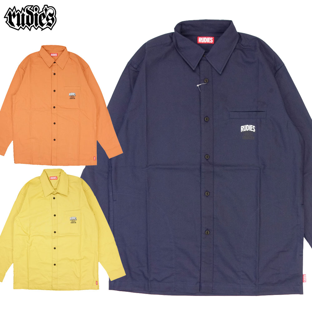 【RUDIE'S/ルーディーズ】シャツジャケット ロング丈 長袖 丈長/GOODVIBRATION LONG SHIRTS 85852 85853 85854｜rudies サイドポケット付 ネイビー オレンジ マスタード ストリート スケーター メンズ レディース ファッション｜FLAGSHIP