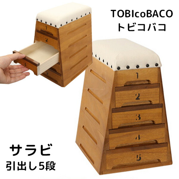 【ポイント5倍】TOBIcoBACO トビコバコ サラビ 跳び箱型小物入れ 引き出し5段【送料無料】【p0731】｜インテリア雑貨　フラネ flaner