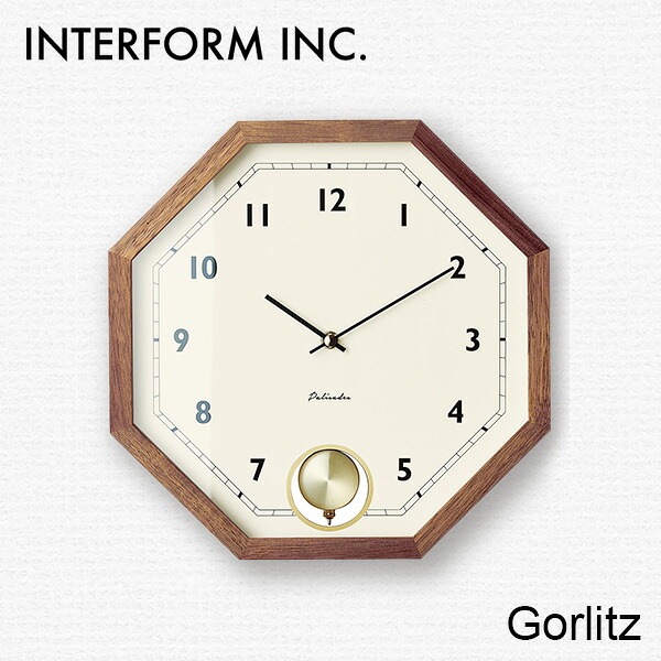 【2000円OFFクーポン!+電池おまけ付】壁掛け時計 Gorlitz ゲルリッツ CL-3351 おしゃれ 北欧 INTERFORM インターフォルム ウォールクロック アナログ スイープムーブメント 音がしない 静音 静か 秒針なし ウッド【送料無料】【:116】【着後L】|インテリア雑貨 フラネ flaner