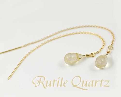 【15%OFFクーポン+Wエントリーでポイント3倍】天然石 ピアス 天然石付き アメリカンピアス ルチルクオーツ K14GF ゴールドフィルド アズキチェーン ゴールドフィルド ピアス 小さめ K14GF ゴールドフィルド 14金 ゴールドフィルド