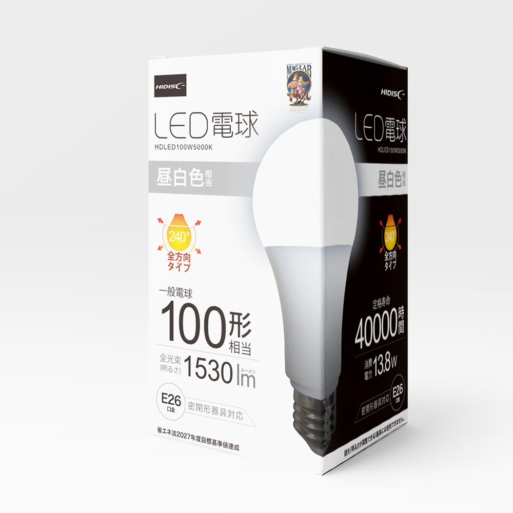 楽天市場】HIDISC LED電球（一般電球100形相当）長寿命 昼白色 