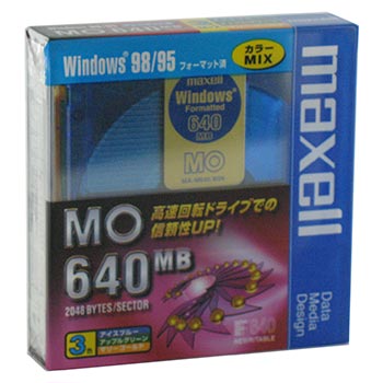 【生産終了品・在庫限り】マクセル 3.5インチ MOディスク 640MB 3枚 Windowsフォーマット済み MA-M640 WIN(MIX) B3P画像