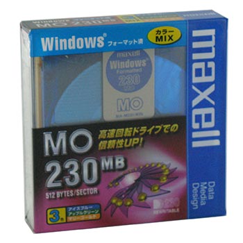【生産終了品・在庫限り】マクセル 3.5インチ MOディスク 230MB 3枚 Windowsフォーマット済み MA-M230 WIN(MIX) B3P画像