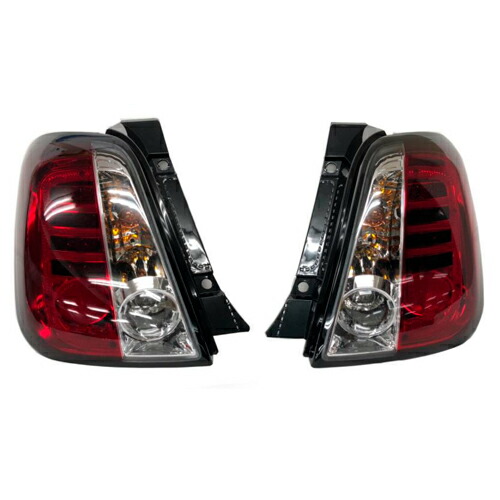 FIAT 500(前期) ABARTH 500(~シリーズ3) LEDテールレンズ(クリア/レッド×ブラックフレーム)フィアット アバルト パーツ エクステリア|FLATOUT