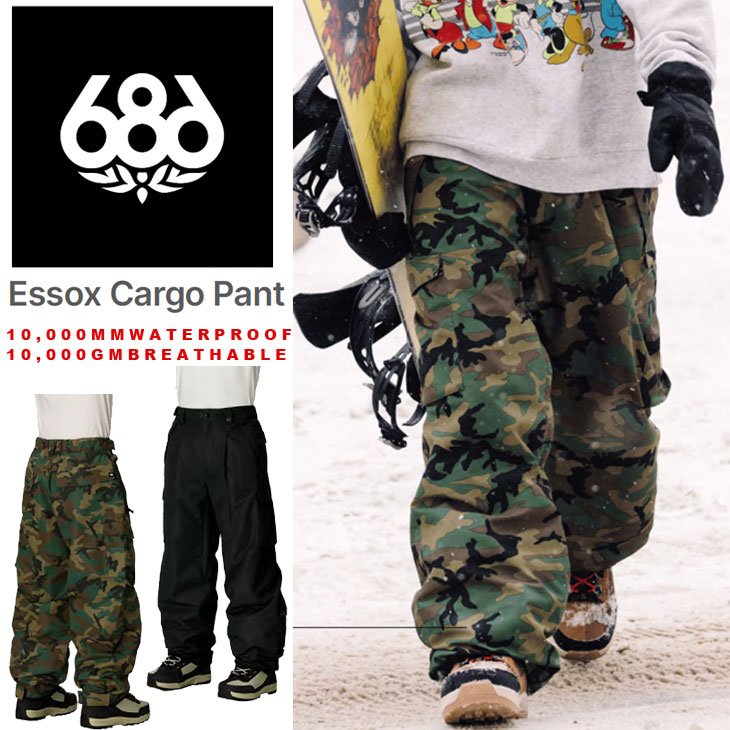 25-26 686 シックエイトシックス スノボ ウェアー ズボン下 Essox Cargo Pant カーゴパンツ スノーウェアー  ship1【返品カテゴリー化OUTLET】