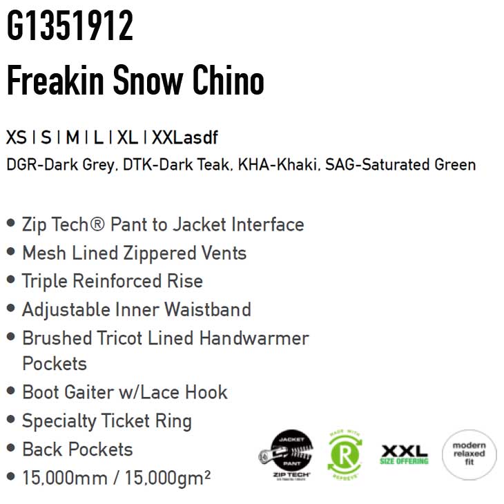 全品送料0円 21-22 VOLCOM ボルコム メンズ ウエアー パンツ Freakin Snow Chino G1351912 ship1  orchidiapharma.com