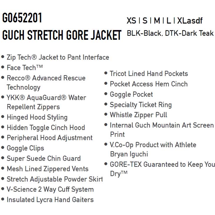 21 22 Volcom ボルコム メンズ ウエアー ジャケット Guch Stretch Gore Jacket G 予約販売品 11月末入荷予定 Ship1 Salon Raquet De