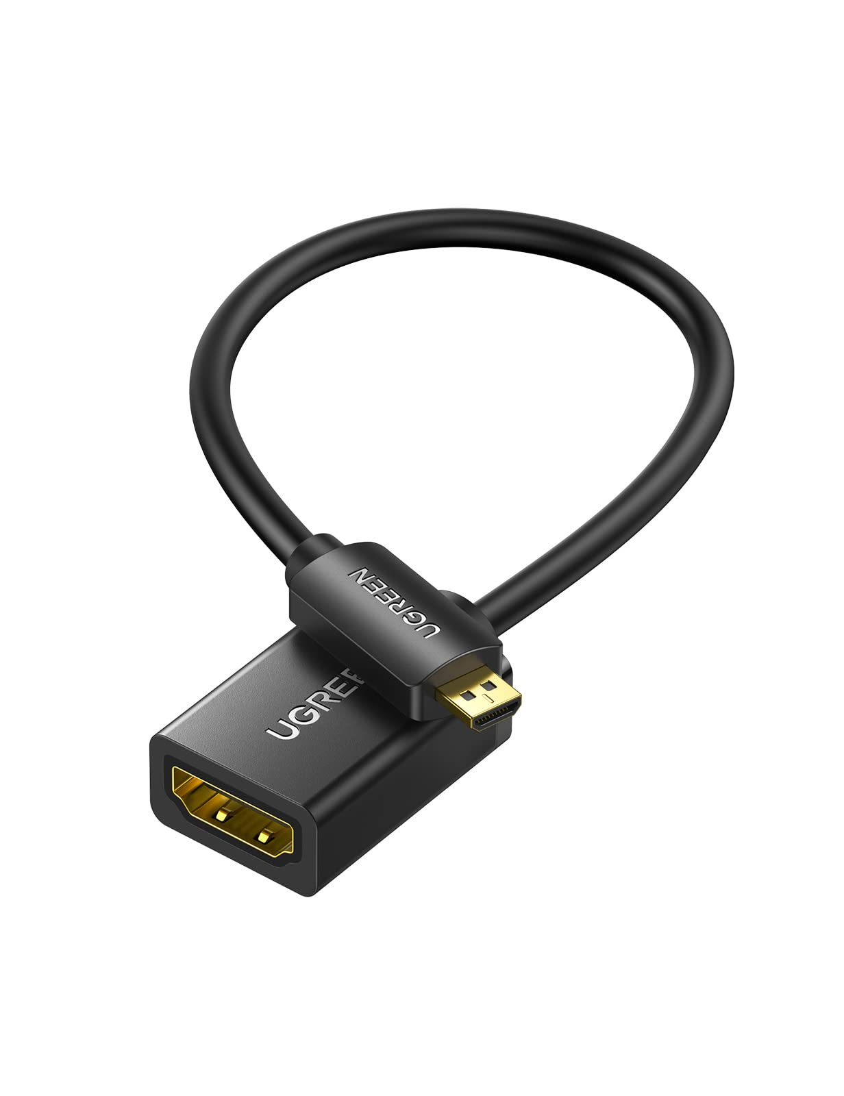 UGREEN Micro HDMI延長ケーブル Micro HDMI to HDMI変換アダプター 4K 3D HDMI Type D Gopro Hero 7 6 5 4, Asus Transformer T100, Lenovo Yogaなど対応 金メッキコネクタ 20cm画像