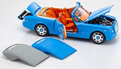 京商オリジナル 1/18 ロールス・ロイス ファントム ドロップヘッド クーペ ライトブルー 完成品画像