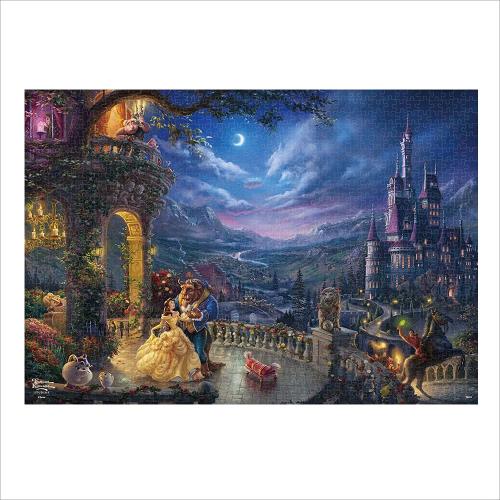 テンヨー(Tenyo) 日本製 1000ピース ジグソーパズル ディズニー トーマス・キンケード 美女と野獣 Beauty and the Beast Dancing in the Moonlight (51x73.5cm) D-1000-069 キャンバス調 スペシャルアートコレクション のり付き ヘラ付き サービスカード付き画像