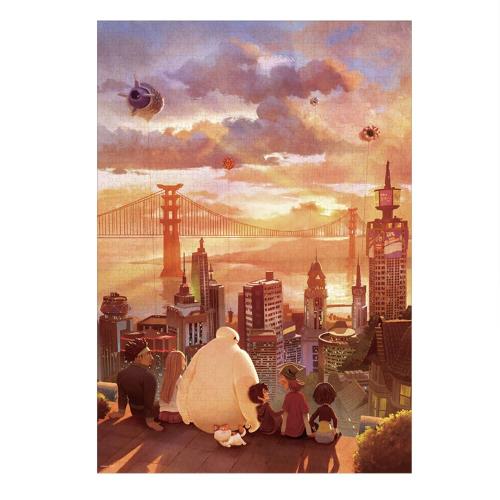 テンヨー 1000ピース ジグソーパズル ディズニー 夕景に偲ぶ（ベイマックス） キャンバススタイル (51x73.5cm)画像