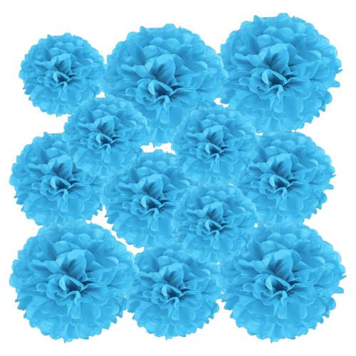 PATIKIL ペーパーフラワー ポンポンフラワー 12個 お花紙 ひな祭り 飾り パーティーグッズ 誕生日 結婚式 卒業式 100日祝い 文化祭 入学祝い パーティー バックドロップ装飾 10cm 15cm 20cm直径 ブルー画像