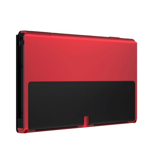 eXtremeRate switch 有機elに対応用ソフトタッチコンソールバックプレートDIY交換用ハウジングシェルケース、スイッチ ジョイコンシェルスイッチ スタンドは含まれていませんヴァンパイアレッド画像