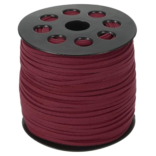 PATIKIL スエードレザーコード2.5mm 98ヤード フェイクスエードコードフラットレザーストリング ネックレスブレスレットビーズジュエリーメイキング用ロールスプール ワインレッド画像