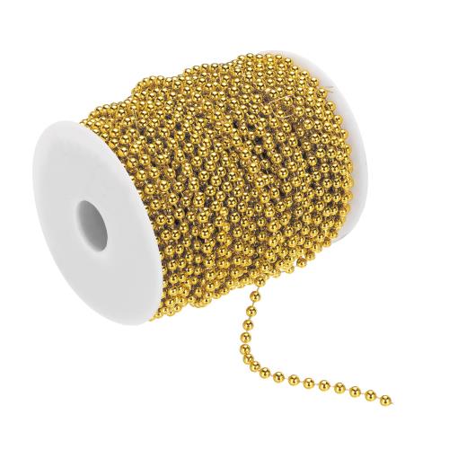 PATIKIL 5mm 98.4フィート パールビーズガーランド DIY宝石装飾 ウェディングドレス クリスマスツリー用 フェイクパールストランドロールスプール ゴー ルド画像