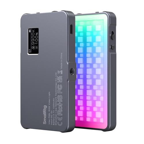SmallRig P96L RGBビデオライト ポータブルLEDカメラライト CRI 96+調光可能2500K-8000K、充電式LEDデジタル21 種類のエフェクト、CRI 96+、OLED ディスプレイ、写真とビデオの照明、長いバッテリー寿命、とカメラに対応アルミニウム合金写真、ビデオ会議、YouTube、TikTok-3画像