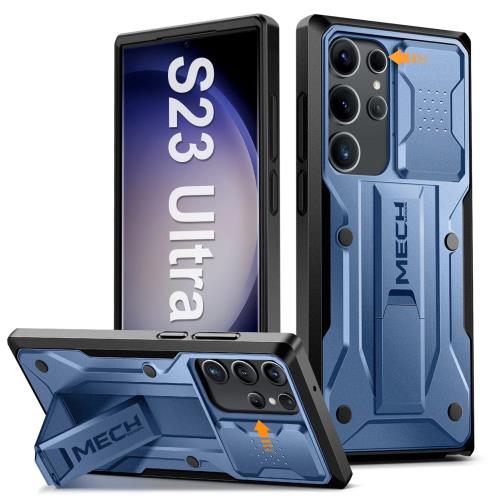Tongate Samsung Galaxy S23 Ultra用ケース、スライド式カメラカバー＆キックスタンド付き、10フィートのミリタリードロップ保護頑丈な衝撃吸収S23 Ultra 5G 6.8インチ用のタフな防水ケース、ブルー画像