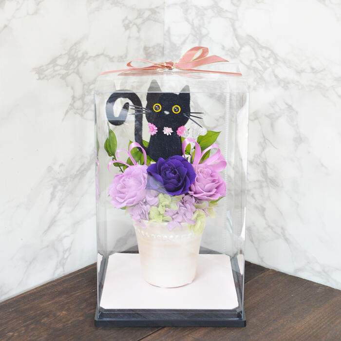楽天市場】プリザーブドフラワー クロネコ 黒猫 アレンジメント 贈り物