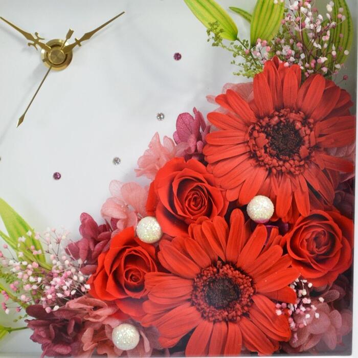 プリザーブドフラワー Flower Clock 花時計 エレガントレッド プレゼント 引っ越し祝い 花 ギフト 贈り物 誕生日 Rvcconst Com