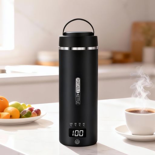 電気ケトル4つの温度設定プラグイン式小型持ち運びケトル304食品級ステンレス鋼トラベルケトル300W低消費電力空焚き防止漏水防止ポータブル電気ケトルPSE認証済み日本語説明書付属(黒色)
