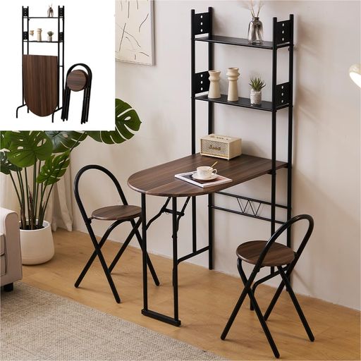 オーエスジェイ(OSJ)パソコンデスクstudytableandchairsetダイニングセット二人テーブル折り畳み2人ダイニングテーブル折り畳み折り畳み椅子幅91収納付きフック付きブラウン
