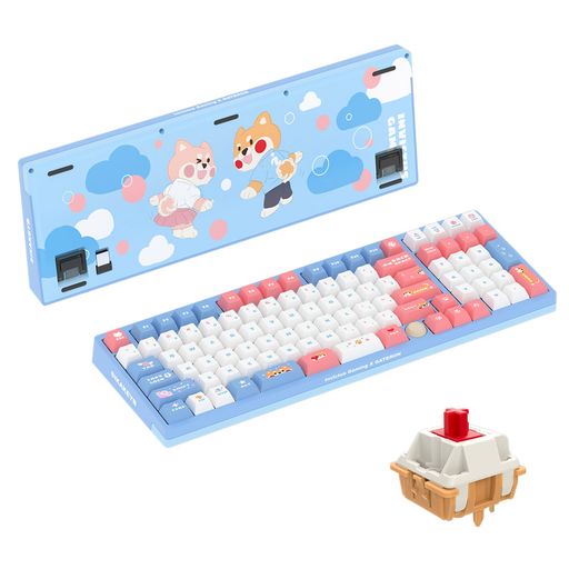 GATERONiG98共同ブランドメカニカルゲーミングキーボード、ホットスワップ対応3モード有線/Bluetooth/2.4Gワイヤレスキーボード、WindowsおよびMac用RGBライト、PBTキーキャップ付き(スウィート・…